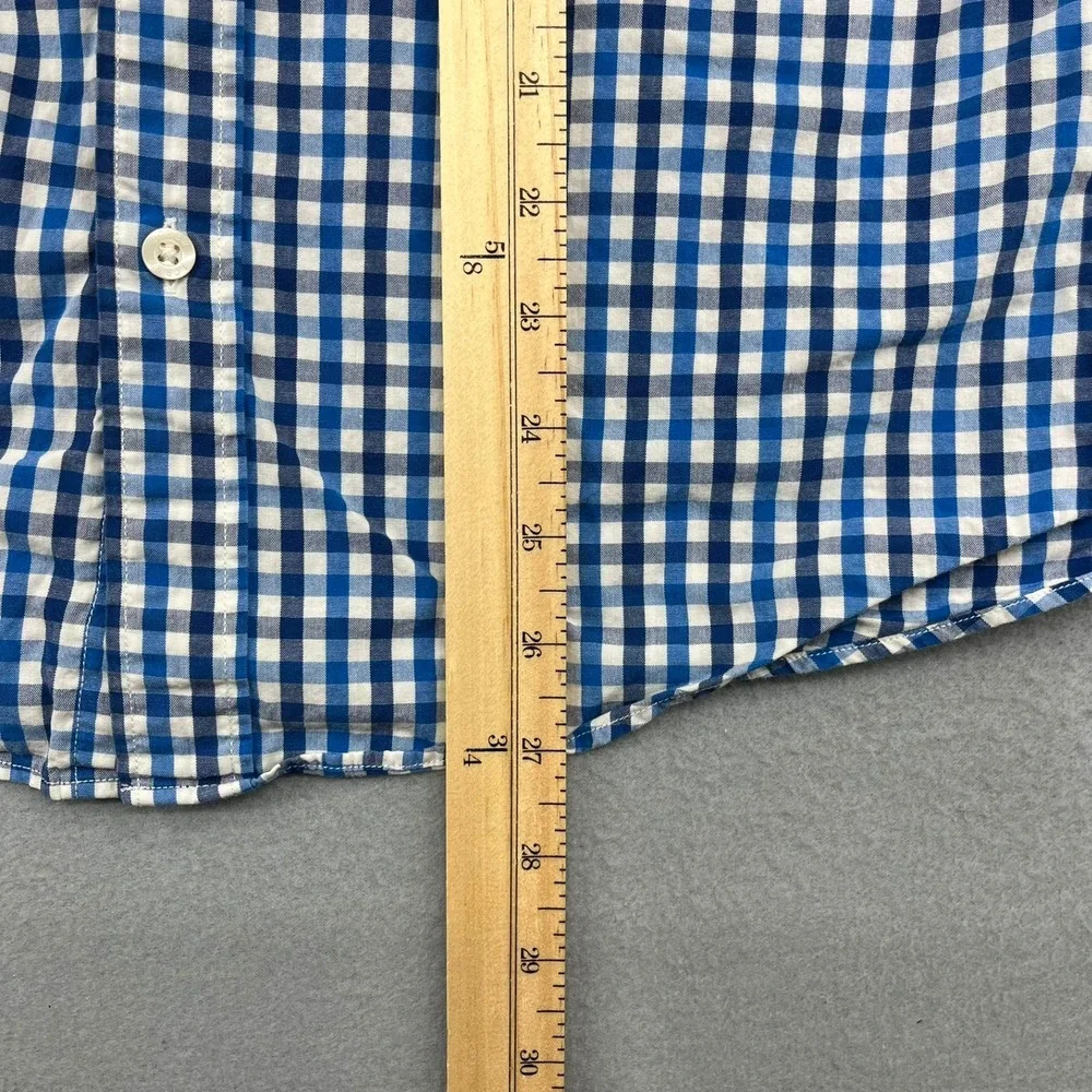 J.Crew Mens‎ Slim Fit Gingham Button Down Shirt Blue White Size S